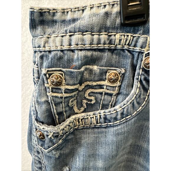 Rock Revival Jeans Mens 34x31 Ronnie Bootcut Blue Premium Embellished Denim - Picture 4 of 11